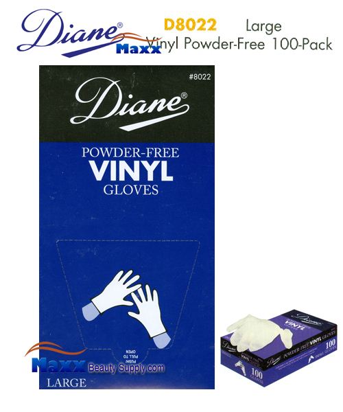 Diane Glovers Powder Free Vinyl Glovers 100 Pack - D8022 Large Size